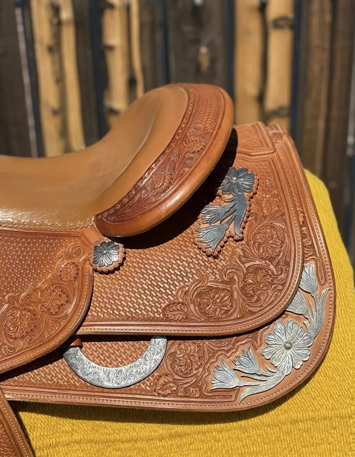 Bob's Custom 16 Tan — right skirt sterling silver corner plate