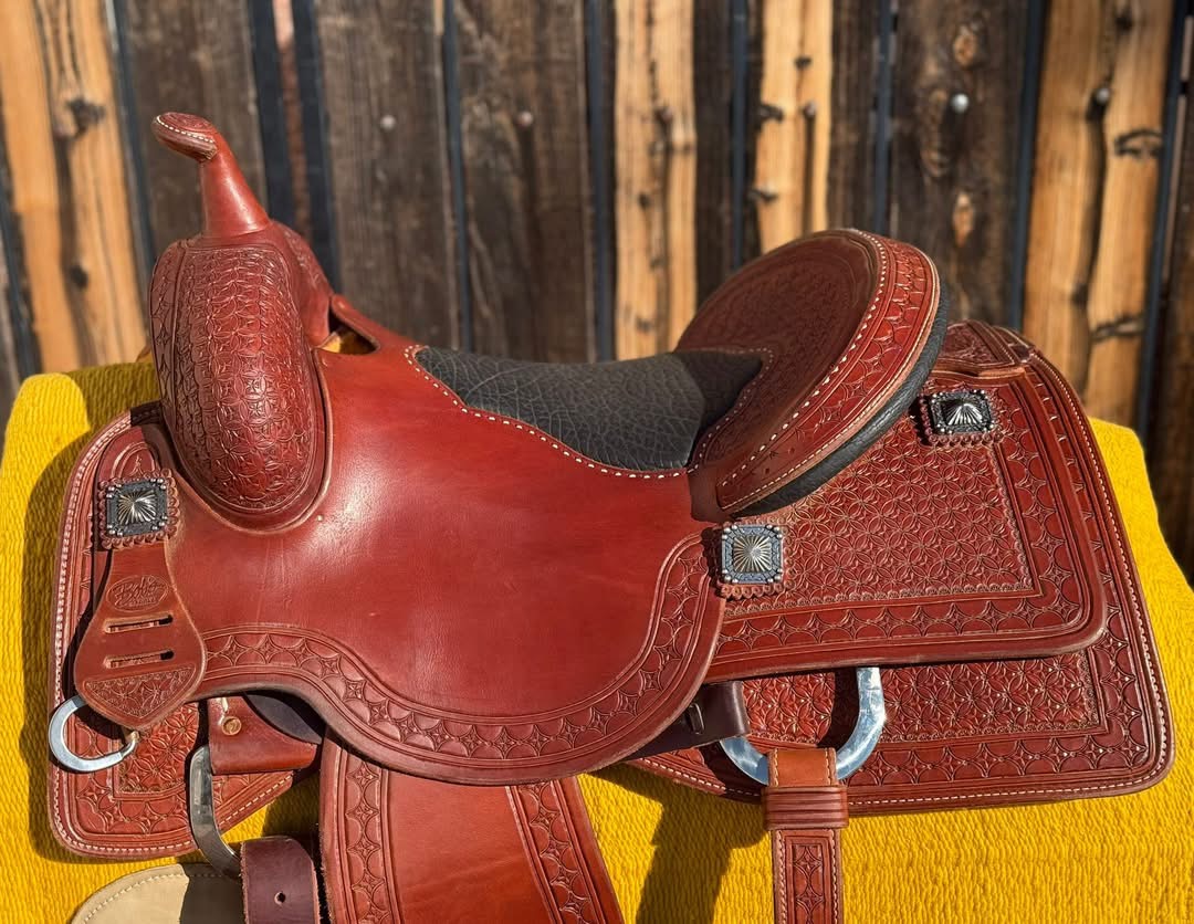 Lady Cowhorse — seat top showing black seat and star tooling