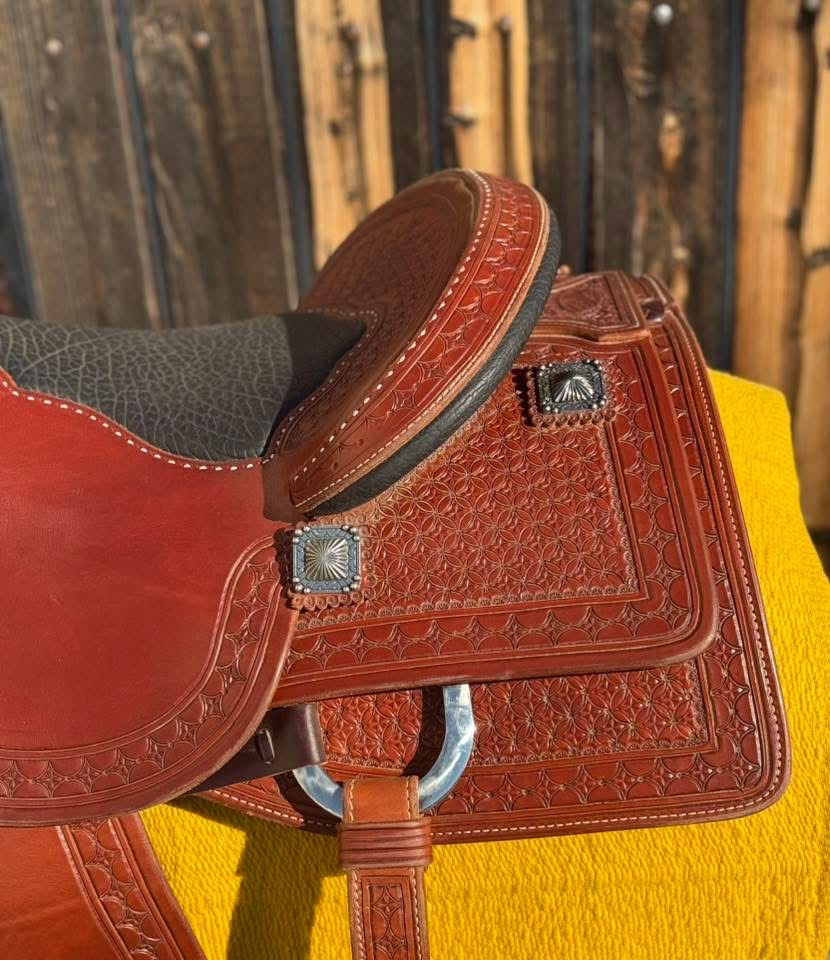 Lady Cowhorse — skirt square concho detail